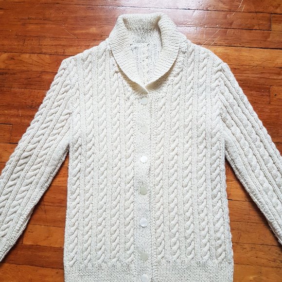 Vintage Cozy Pure Wool Fisherman's Sweater Made in England Heavy Wool Size M - Picture 7 of 10